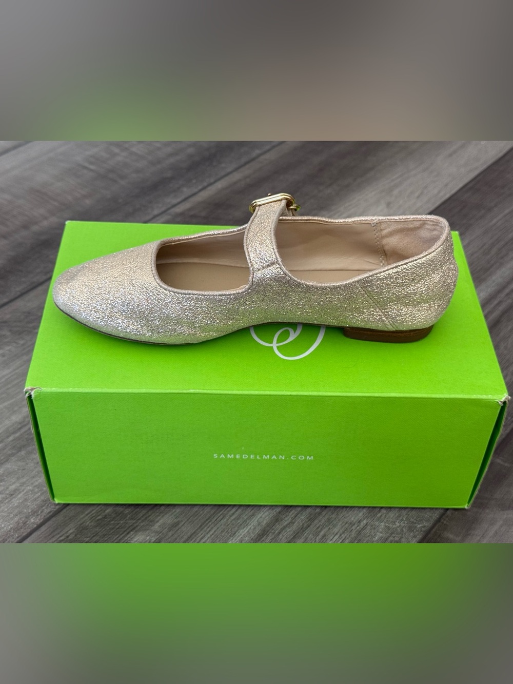 Sam Edelman Girls' Shimmery Gold Mary Jane Flat